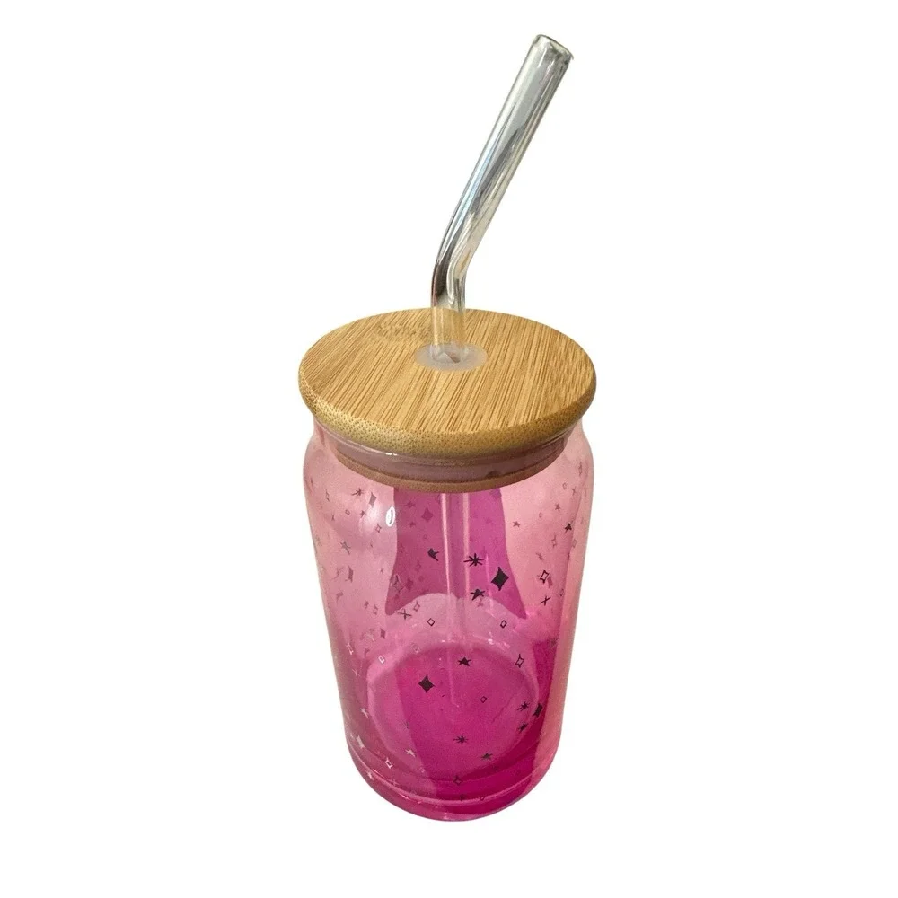 New Prima Design Glass Pink Ghost Sipper‎ Glasses Halloween Tumbler Cup